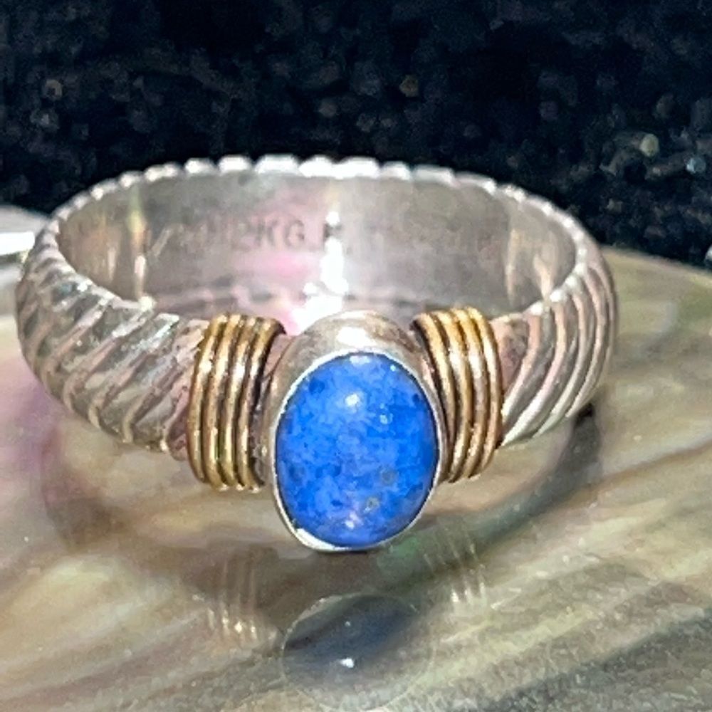 Vintage Sterling 12K Blue Kyanite Twisted Rope Ring size 8 - Picture 4 of 13